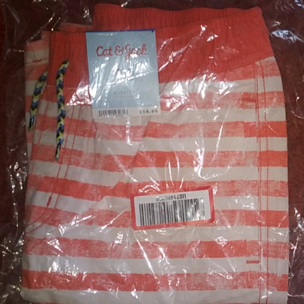 Coral stripped shorts